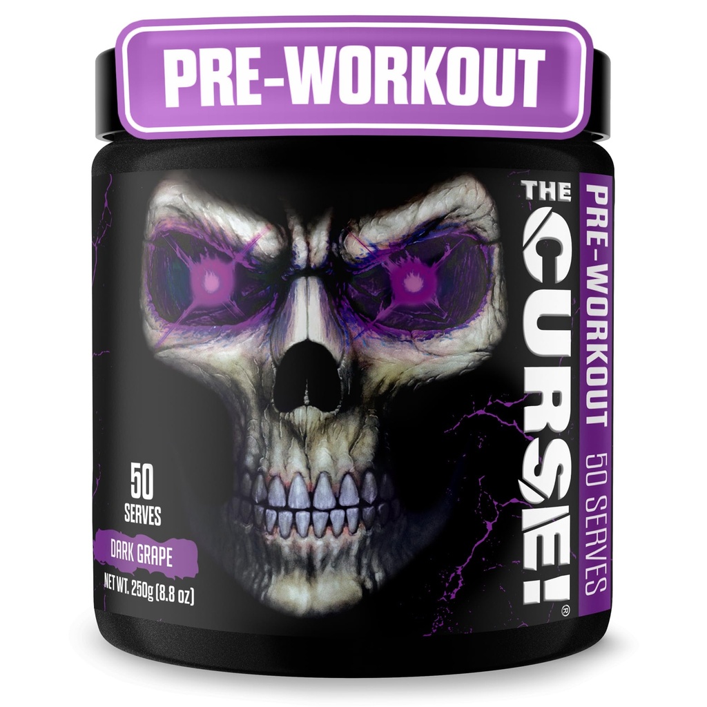 ¡JNX lanza la maldición! Pre Workout Powder for Men &amp; Women, Caffeine, Beta-Alanine, Creatine, L-Citrulline, 50 Servings, Dark Grape Flavor – Boost Energy, Strength & Focus