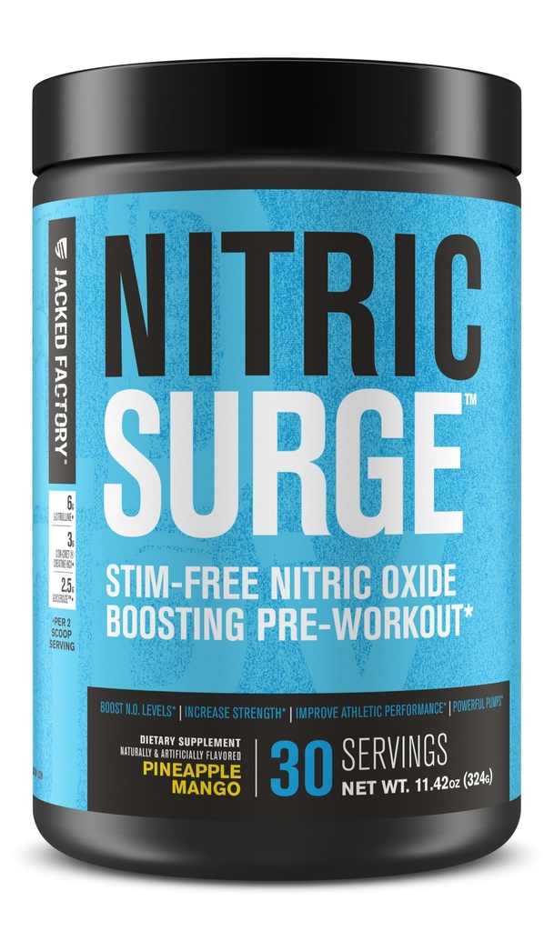 Gato Fábrica Nitric Surge Estim Free Pre Workout Powder - Caffeine-Free Nitric Oxide Suplemento w/Con-Cret Creatine, L Citrulline, &amp; GlycerSize Glycerol - Pineapple Mango, 30 Servings