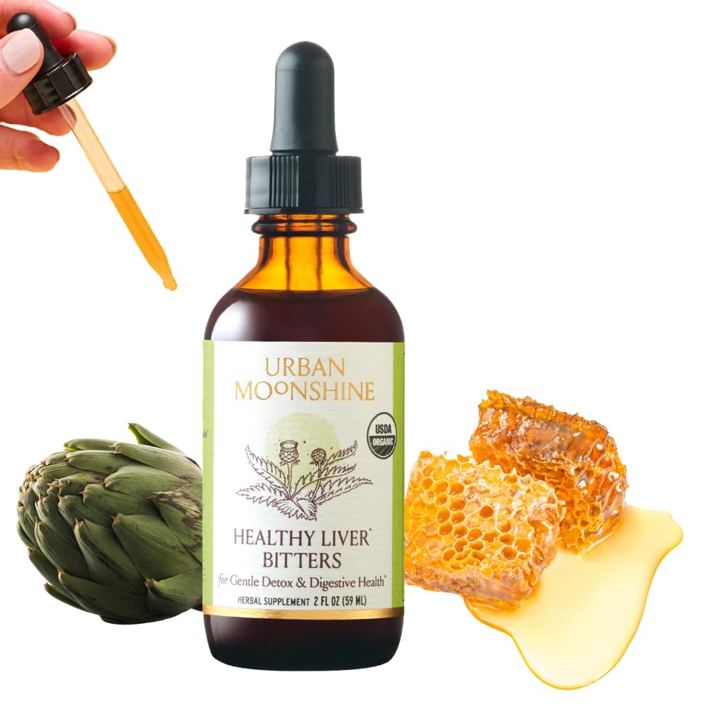 Urban Moonshine Healthy Liver Bitters - Soporte para el hígado - Detox - Bile Production - Gut Health - Artichoke - Dandelion - Gentle Detox* -Organic- 2 Fl Oz