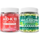 Digestive Enzymes Gummies 1000mg Chewable - Break Down Food Quickly, 90 Billion CFU, Probiotic, Postbiotic, Prebiotic &amp; Fiber Blend &amp; Vitamin ADK Gummies + Calcium Magnesium Zinc Supplement