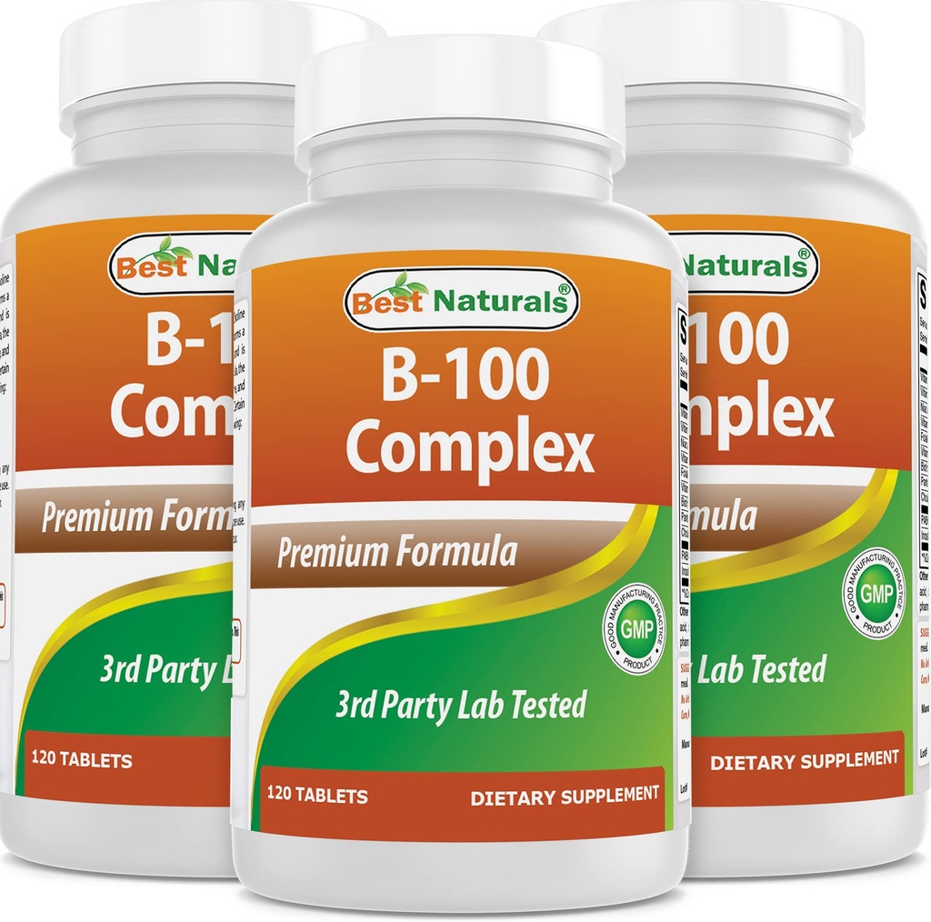 Mejores Naturales B 100 Complejo 120 Tabletas (B Complejo Vitaminas) (120 Cuenta (Pack of 3))