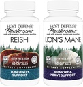 Host Defense Bundle con Reishi Capsules, 60 Conde &amp; Lion's Mane Capsules, 60 Conde - Apoyo al Corazón & Immune Health - Apoyo a la salud cerebral, memoria & Focus*