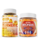 Sugar Free Turmeric Curcumin Relleno Gummies 550mg para adultos,Vegan Iron Gummies Suplemento con vitamina C