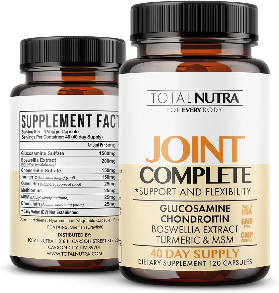 Glucosamine Chondroitin MSM Turmeric 2100mg – Conjunto de cápsulas completas, Advanced Strength Joint Support Supplement for Adults Hands Back Knee Mobility – Bone & Joint Health Supplements for Men &amp; Women