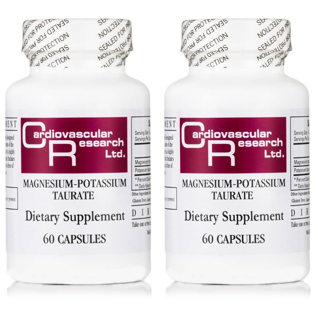 Cardiovascular Research Magnesium-Potassium Taurate - Patent Pending - 60 Veggie Caps X 2 Botellas