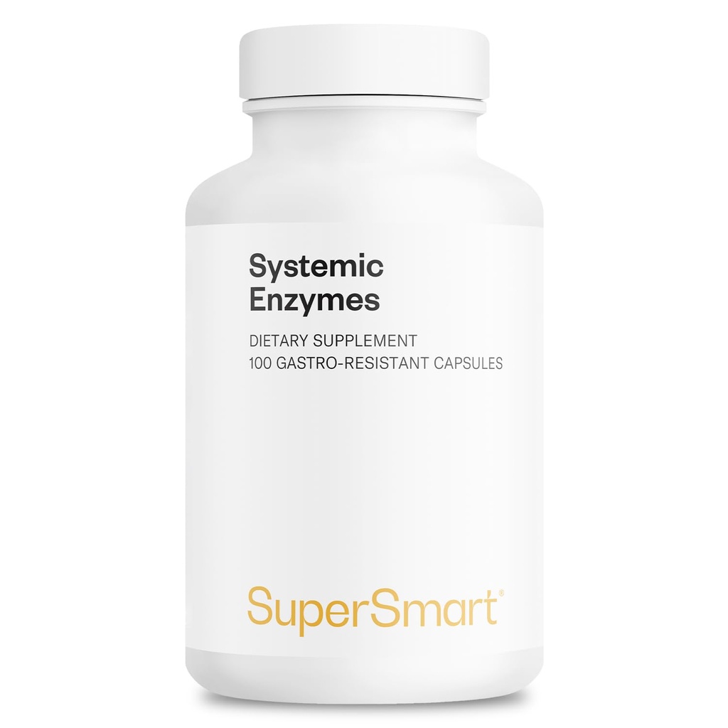 Supersmart Enzymes Sistémicos (High Potency) - con Bromelain, Protease, Lipase, Trypsin, Chymotrypsin, Peptidase, Pancreatin - Complejo Proteolytic Enzymes ← Non-GMO & Gluten Free - 100 cápsulas DR