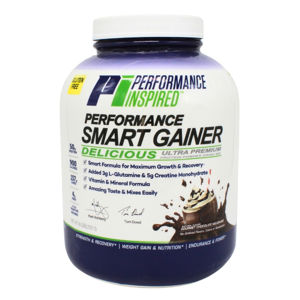 Performance Inspired Nutrition Smart Mass Gainer – 50G Protein, 900 Calories, Creatine, L-Glutamine & Digestive Enzymes – Muscle Recovery &amp; Growth – Chocolate Milkshake – 6 lb