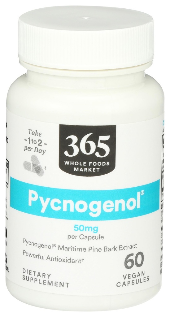 365 por Whole Foods Market, Pycnogenol Maritime Pine Bark Extract, 50mg Vegan Capsules, 60 Conde