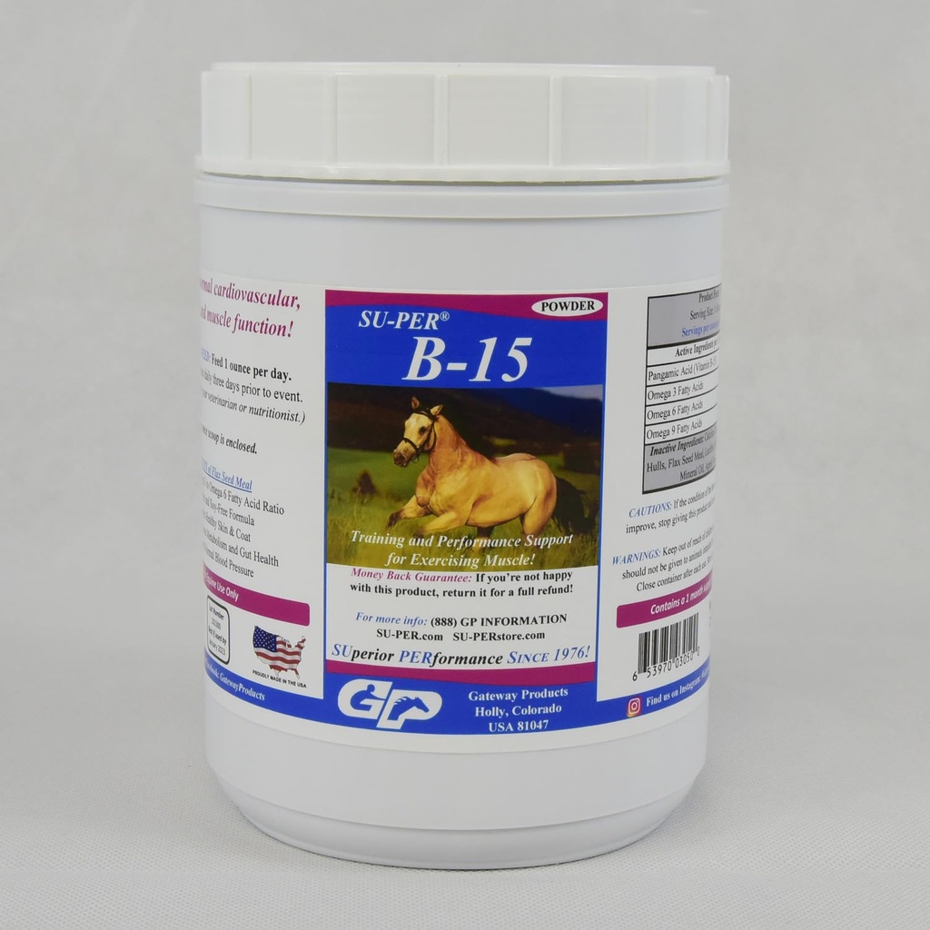 SU-PER B-15 Suplemento de Vitamina para Caballos - Equina Vitamina B-15 Polvo para Soporte de Rendimiento - 2,5 libras, (2 Pack)
