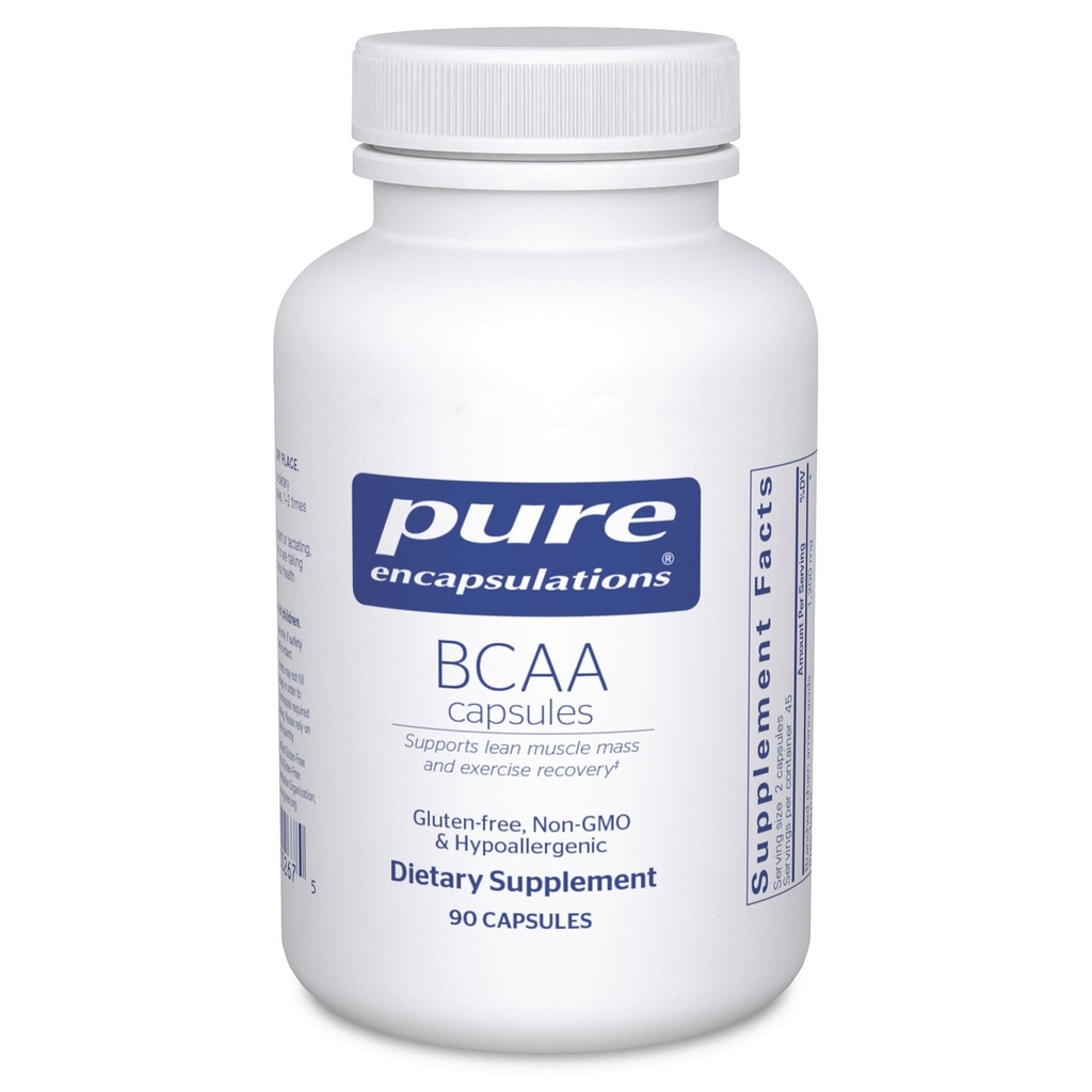 Pure Encapsulations BCAA Capsules ← Suplemento hipoalergénico para apoyar la función muscular durante el ejercicio* ← 90 Capsules