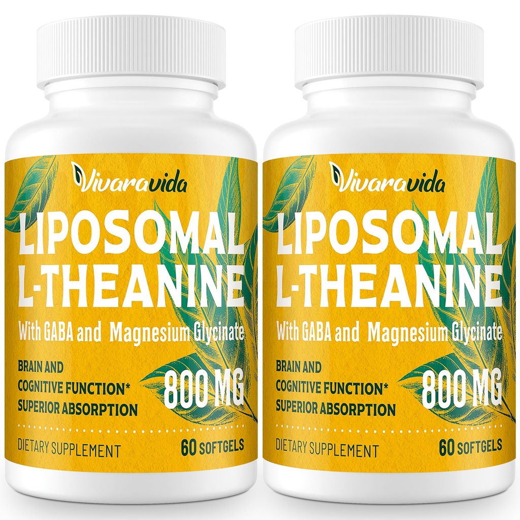 L-Theanine 800mg Suplemento con GABA y Magnesium Glycinate - Compuesto natural, sueño y relajación (120 Softgels)