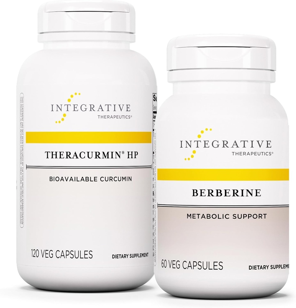 Terapéutica Integrativa Bundle con Berberine, 60 Capsules " Theracurmin HP, 120 Capsules - Berberine for Metabolic Support* - Theracurmin Supplement That's 27x Más Bioavailable*