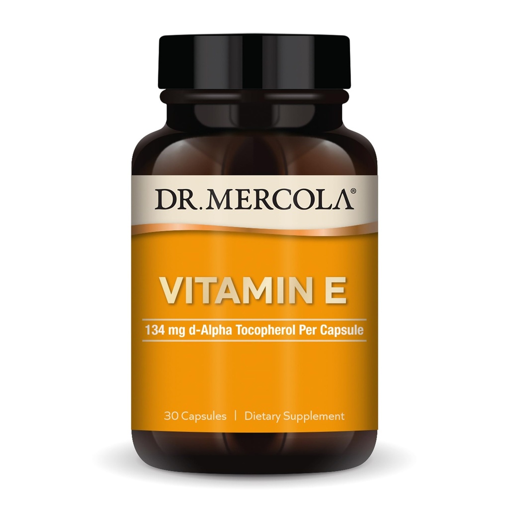 Dr. Mercola Vitamina E - Apoya la piel sana y el estado antioxidante - Tocopherols and Tocotrienols Blend - Non-GMO, Gluten-Free &amp; Soy-Free - 30 cápsulas (30 servidos)