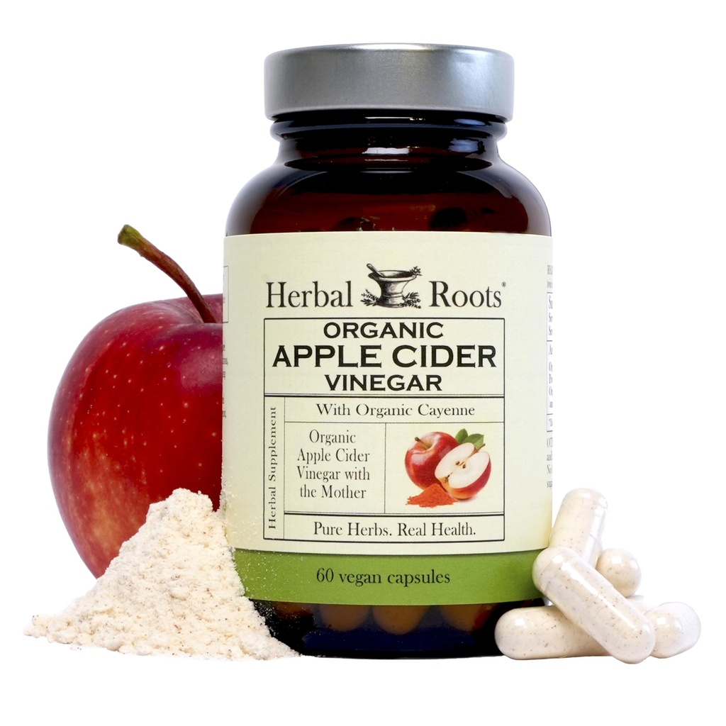 Botas de hierbas Manzana orgánica cápsulas de vinagre con madre y ecológica Cayenne TEN 650 mg ANTE 60 cápsulas veganos
