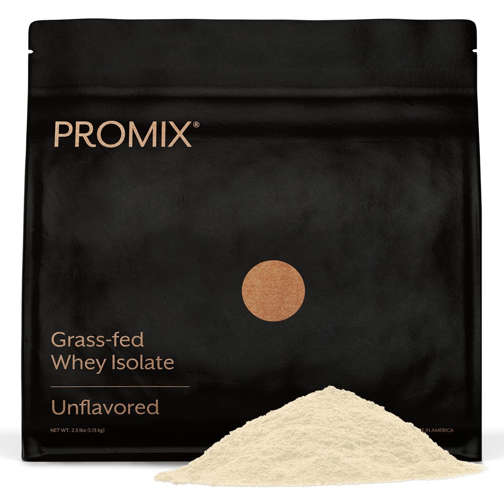 ProMix Nutrition Whey Protein Isolate Powder, 30g Grass Fed Whey Isolate, 6.6g BCAAs, Gluten Free, Keto Friendly, Unflavored - 2,5 libras (Pack of 1)