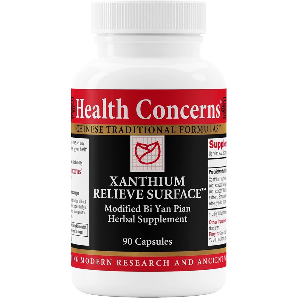 Preocupaciones de salud Xanthium Relieve Surface - Suplemento de Apoyo Inmunitario - Phlegm, Sinus Allergy, Nasal Congestion & Skin Rash Support - Suplemento Herbal con la Fórmula China Tradicional - 90 cápsulas
