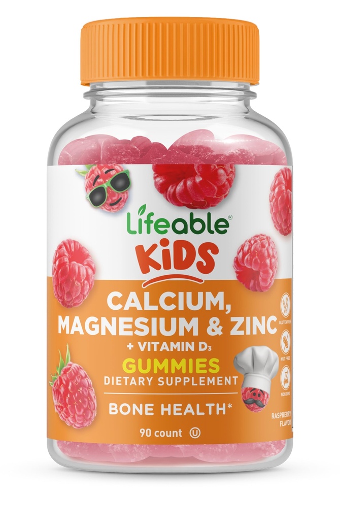 Niños Lifeable Calcio Magnesio Zinc Gummies Silencio Calcio con Vitamina D3 Silencio Grande Tasting Calcium Suplementos para Niños Silencio Calcium Gummies for Bone Health ← 90 Gummies