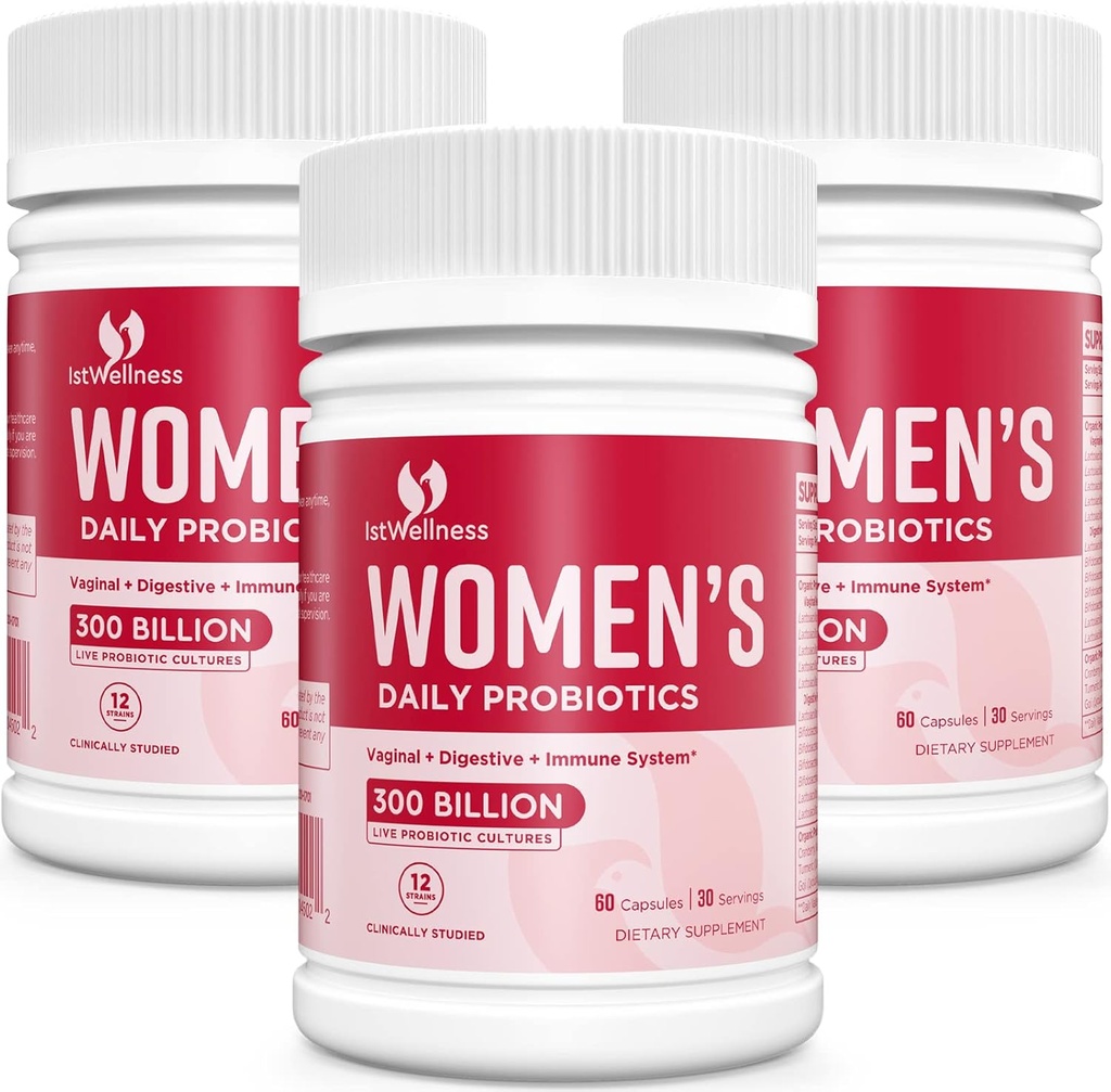 Probióticos para Mujeres - 300 Billones CFU Probiótico, 12 Strains Probióticos con Arándano, Mujeres seleccionadas Probiótico para Vaginal, orinar, pH Balance, Diarrea, Gut Digestivo & Immune Health - 180 Capsule