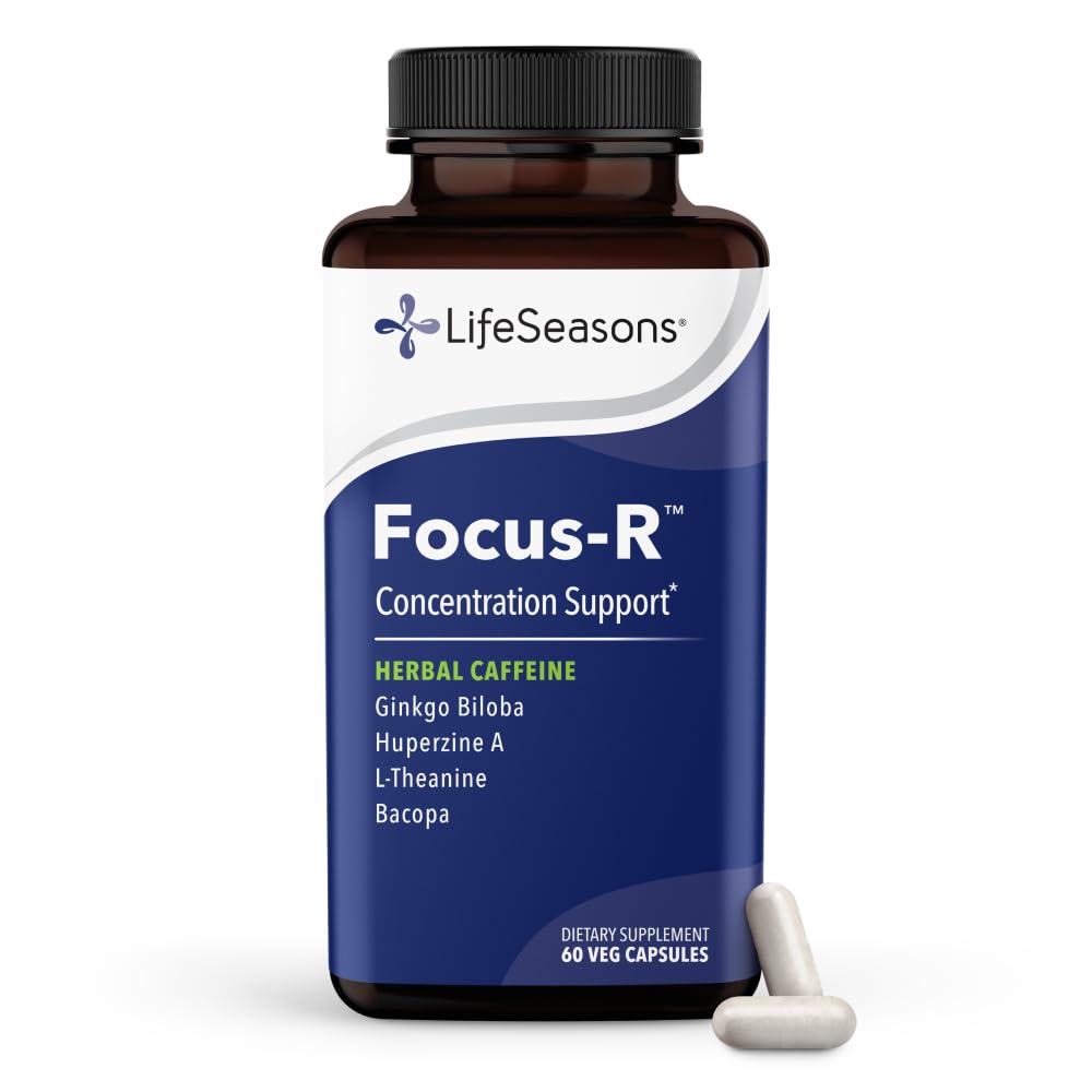 LifeSeasons - Focus-R - Concentration Support Supplement - All Ages - Enhances Mental Performance & Focus - Aumenta la atención Span - L-Theanine, Kava Kava, Bacopa, Vitamina B &amp; Más - (60 cápsulas)