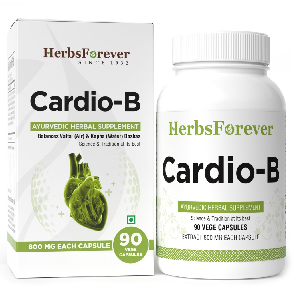 Herbsforever Cardio-B Ayurvedic Herbal Suplemento 90 Vege Capsules 800 Mg