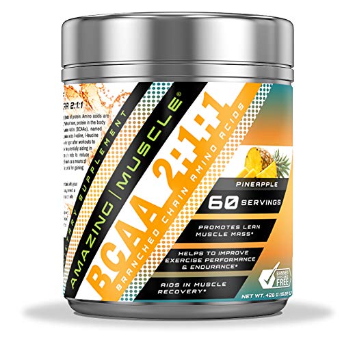 Increíble Musculo BCAA 2:1 Aminoácidos de Cadena Suplementario TENIDO 6000 Mg Por Serving ANTE Pineapple Flavor ANTE 60 Servings