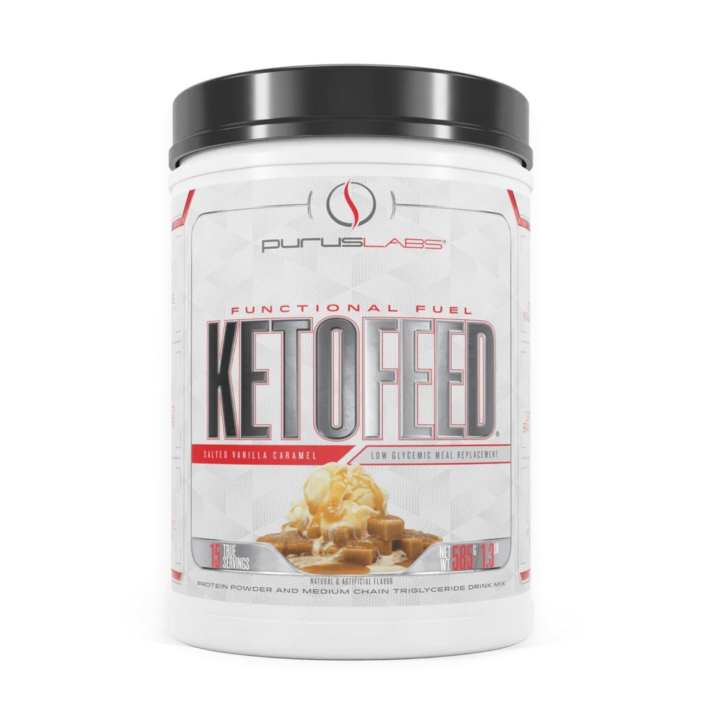 Los laboratorios de púrpura KetoFeed Protein ← Keto Low Glycemic Protein Meal Reemplazo ← Carb bajo, 0 Azúcares Silencio Añadido MCTs  20g Whey Protein (Salted Vanilla Caramel)