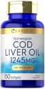 Carlyle Norwegian Cod Liver Oil Silencioso con EPA &amp; DHA Silencio 1245mg Silencio 150 Softgels ← Capsules líquidos