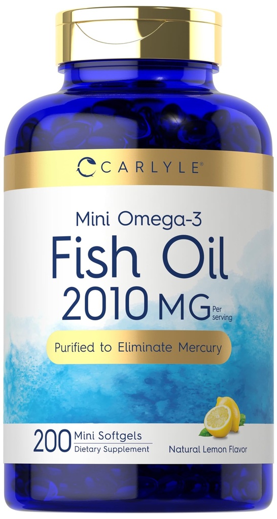 Carlyle Mini Fish Oil Softgels  2010 mg ← 200 Omega-3 Píldoras Silencio con EPA &amp; DHA ← No Gluten Suplemento gratuito