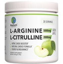 L-Arginina 5000mg + L-Citrulline 2000mg Complex Powder Supplement Drink Mix - Nitric Oxide Booster for Heart Health, Blood Flow & Energy - 30 Servings (Gran Apple)
