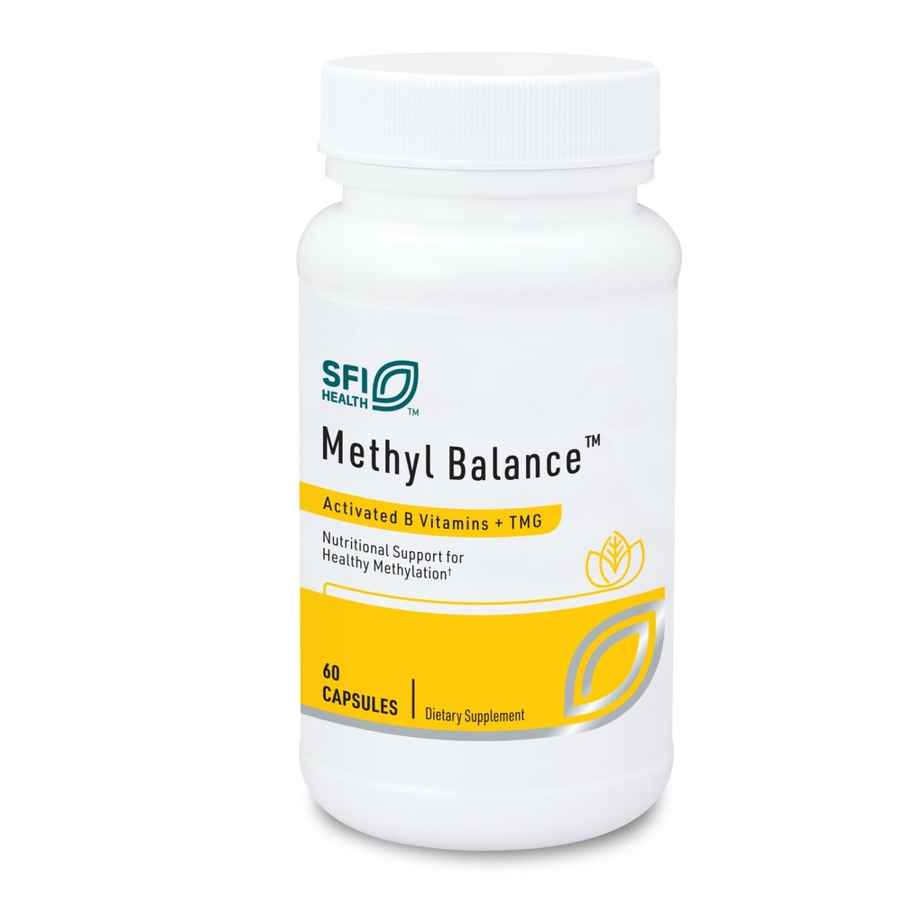Klaire Labs SFI Health Methyl Balance - Activated Vitamin B + Trimethyglycine Suplemento - Metafolin Methyl Folate, Betaine TMG, Vitamin B2, B6 & 12 - Support Healthy Energy Levels (60 Capsules)