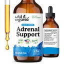 Wild &amp; Organic Adrenal Support Drops for Positive Outlook - Natural Adrenal Support Supplements for Women and Men - Vegan, No Sugar & Alcohol - 2-Month Supply - 4 fl oz