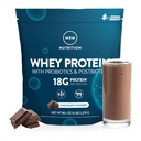 MRM Nutrición Whey Protein ← Chocolate Flavored tención 18g Protein Silencioso con 2 probióticos de billón + enzimas digestivas + BCAAs TEN High Absorption + Digestion ANTE Hormona + antibiótico Libre TEN 87 Servimientos
