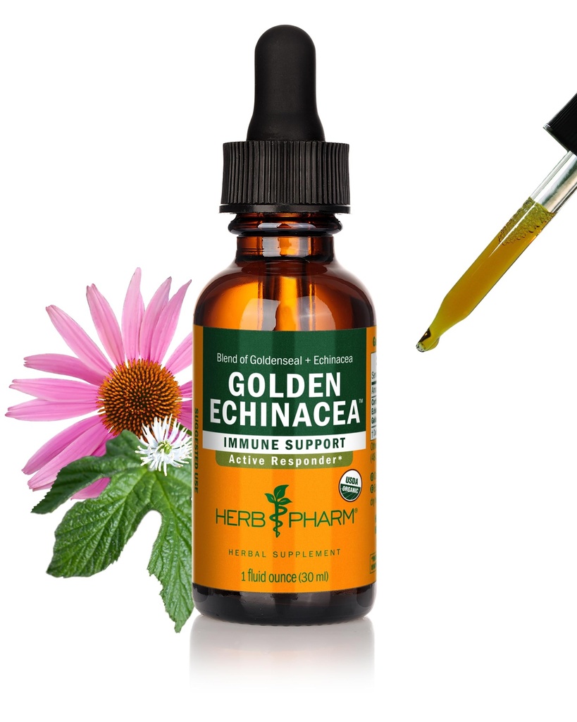Herb Pharm Certified Organic Golden Echinacea Líquido Extracto para Immune System Support - 1 onza (DGOLDEN01)