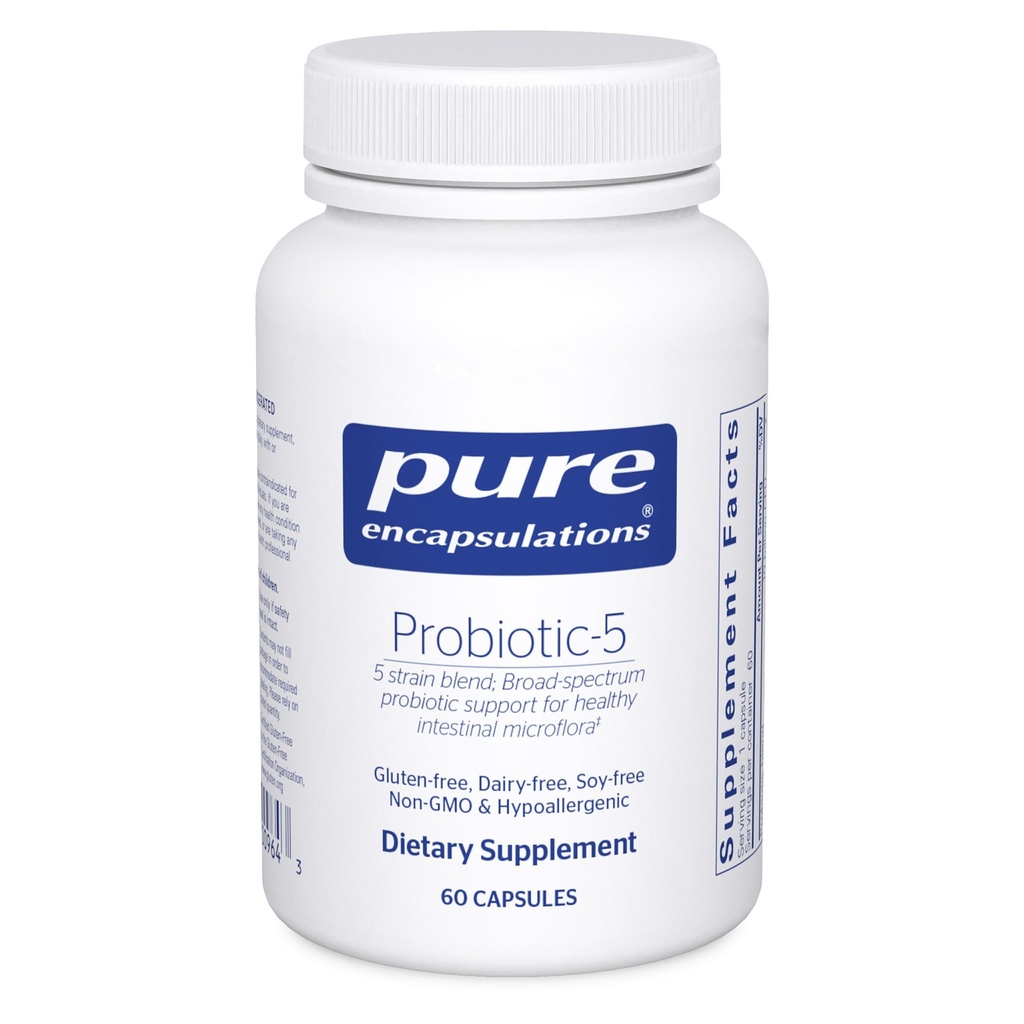 Encapsulaciones puras Probiótico-5 tóxico Dairy and Soy Free Probiotic Blend to Support Immune and Gastrointestinal Health ← 60 Capsules