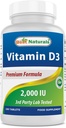 Mejores Naturales Vitamina D3 2000 UI (50 mcg) - 100 Tabletas - 100 Días Suministro - Ayuda Apoyo Salud Inmune, Huesos fuertes y dientes, & Función muscular (100 Cuenta (Pack of 1))