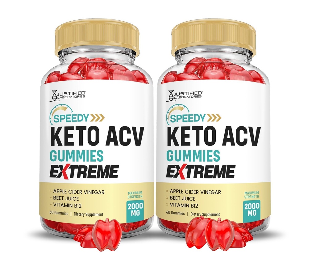 (2 Pack) Speedy Keto ACV Gummies Extreme 2000MG Speedy Keto Gummies Advanced Formula Apple Sider Vinegar con Pomegranate Beet Juice Powder B12 Vegan Non GMO 60 Gummys