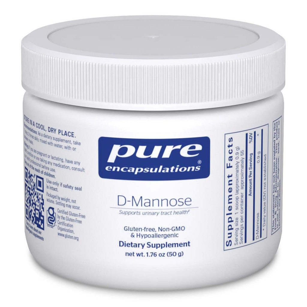 Pure Encapsulations D-Mannose Powder - for Urinary Tract Support - Urinary Tract Support &amp; Bladder Health* - Easy Dissolve Powder - Non-GMO & Vegan - 1,76 oz