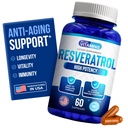Nos gusta vitaminas Resveratrol 1000mg por servicio - 60 cápsulas de verduras fáciles de absorber - Suplemento de Resveratrol natural 1000mg - Suplementos antioxidantes Ayuda Apoyo Sistema de Inmunidad