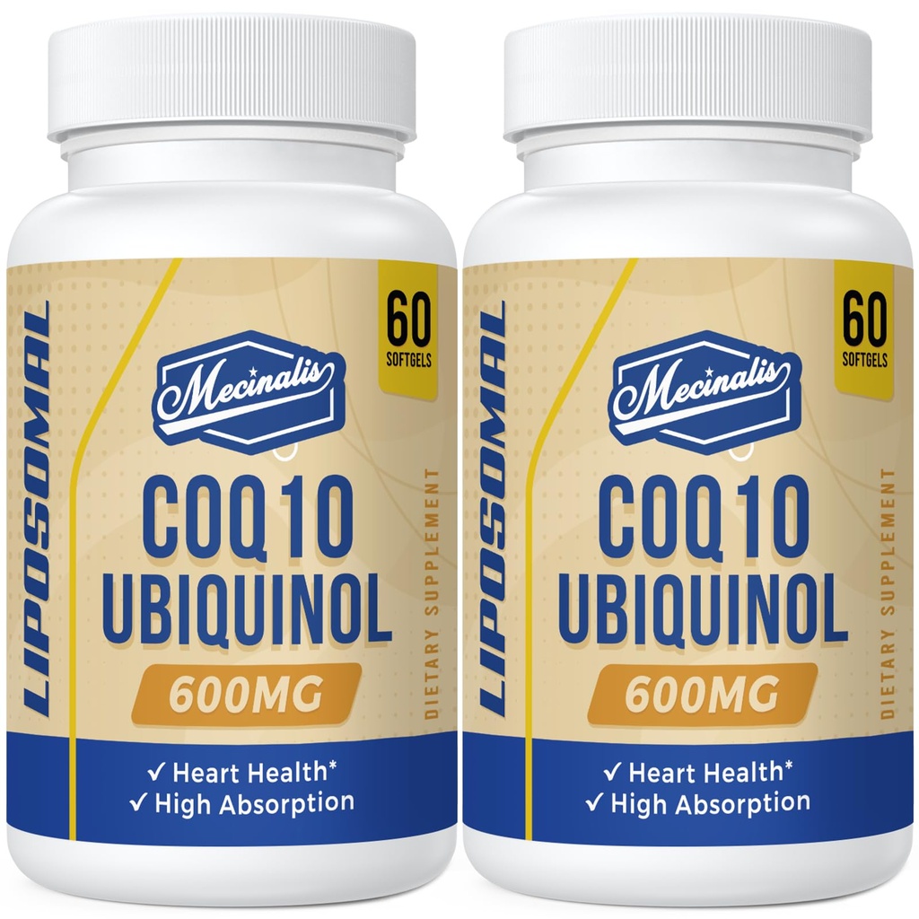 Liposomal CoQ10 Ubiquinol 600mg Softgels Silencio Superior Absorción Ubiquinol CoQ10 Suplemento  Powerful Active Antioxidant Form of Coenzyme Q10  durable Heart Funcional &amp; Energy Production  sometida Softgels