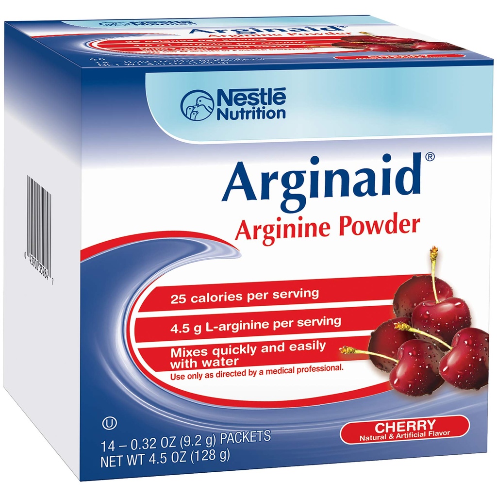 Arginaid Arginine Powder Drink Mix, Cherry - Nutricional Needs for Wound Care - 0.32 OZ Packets (14 CT/Pack) (Pack of 2)
