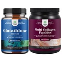Bundle of Reduced Glutathione Supplement with Milk Thistle - 500 mg per Serving Pure L Glutathione and Multi Collagen Protein Powder - Keto Hydrolyzed Collagen Peptides Hair Skin & Nails Vitamins