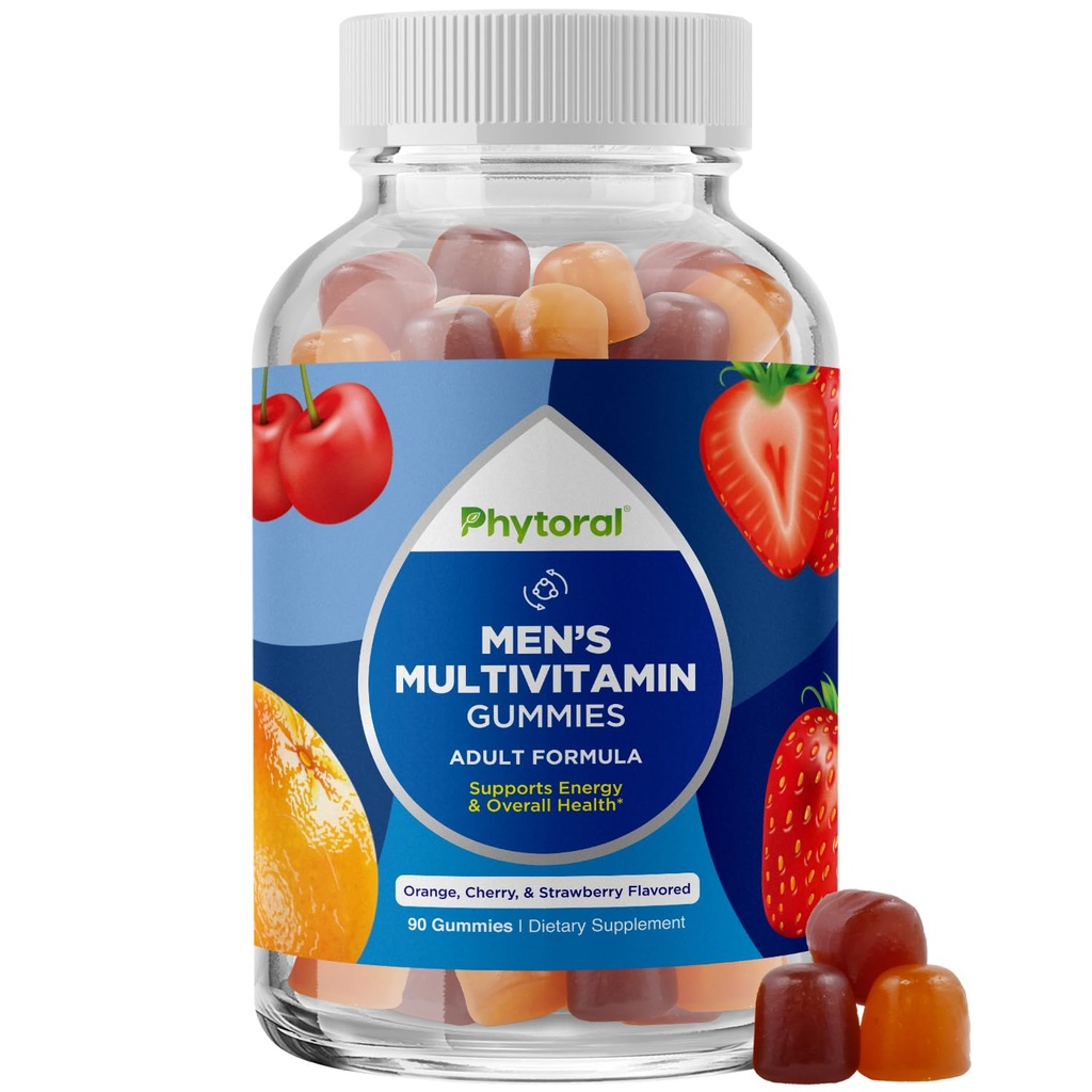 Fitoral Multivitamínico Natural para Hombre Gummies con Zinc - Vitamina D C A & Biotin B6 B12 Suplemento de Salud