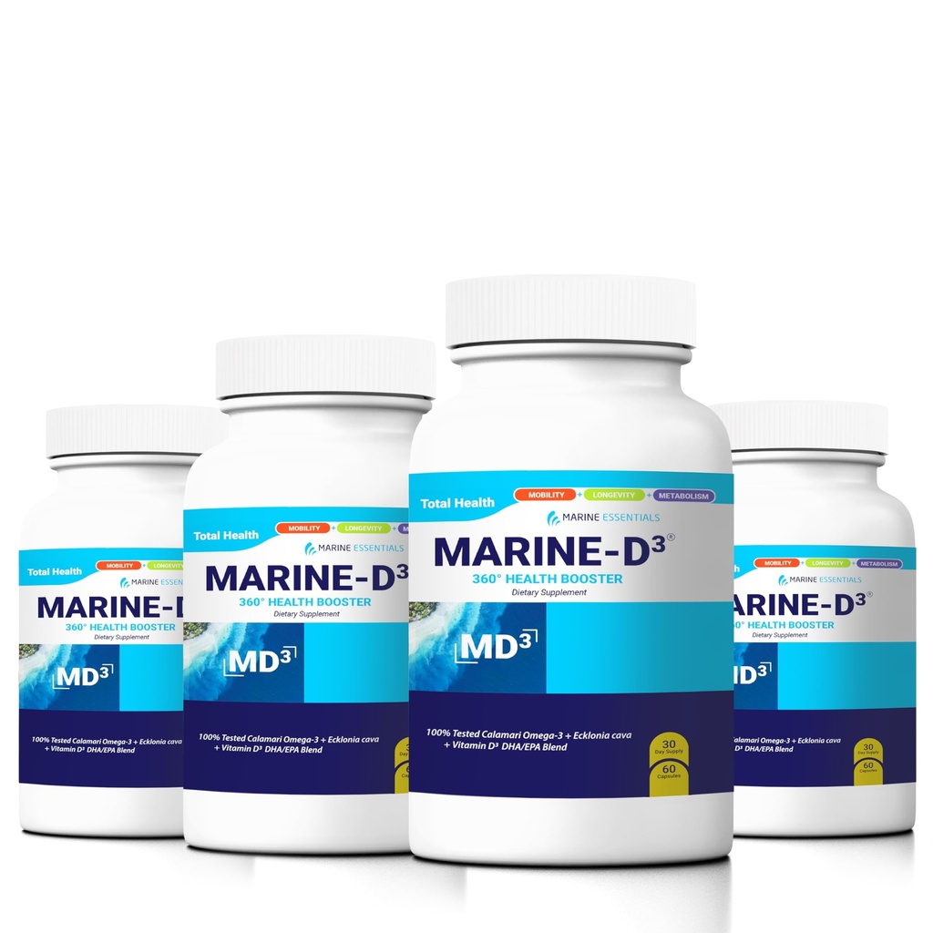 Marine D3 Omega 3 Calamari Ecklonia Cava DHA (4 botellas - 240 cápsulas)