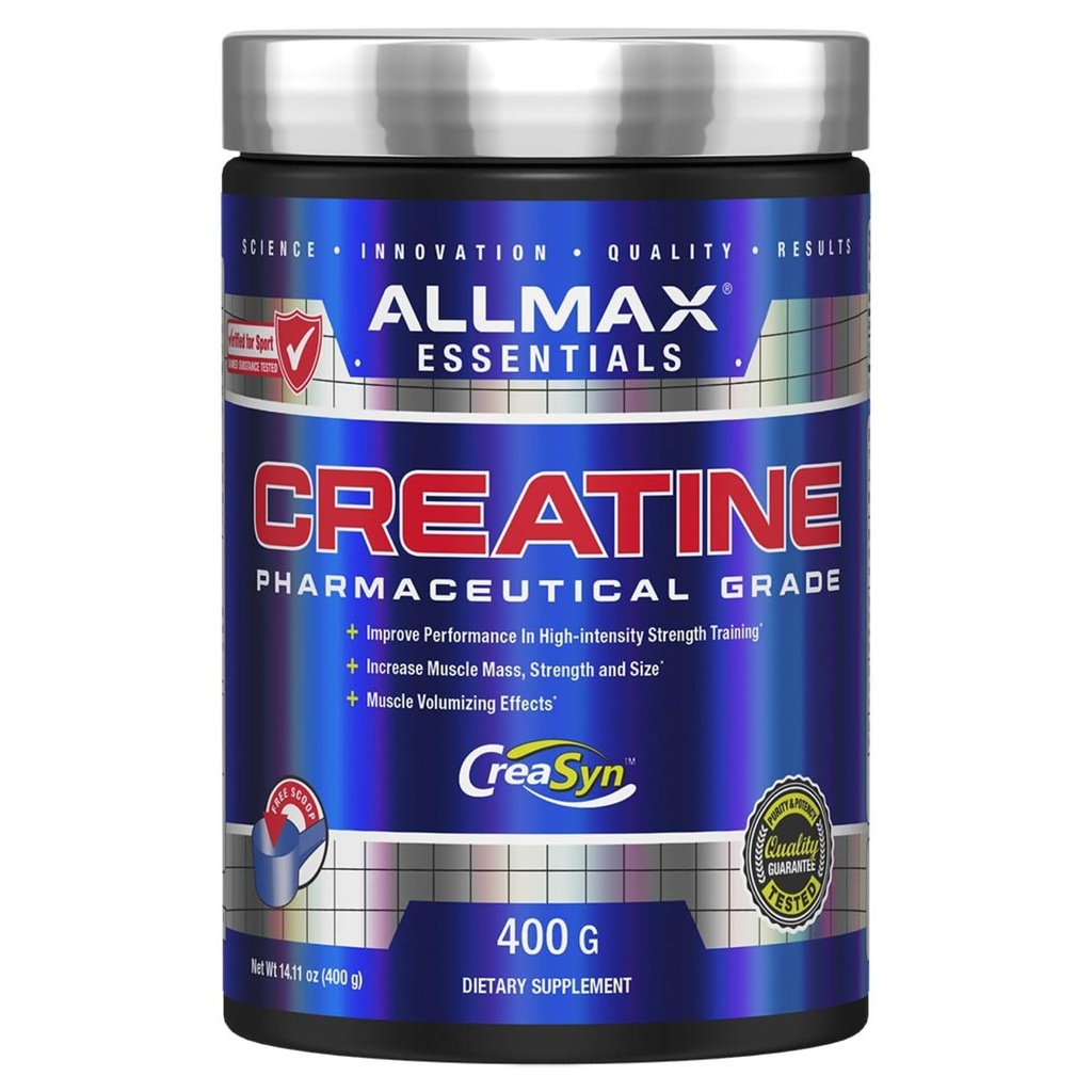 ALLMAX Nutrition Creatine Monohydrate Powder, Unflavored – Pure Micronized Creatine Supplement for Men &amp; Women – Supports Strength, Performance & Training Intensity – Vegan, Gluten Free (400g)