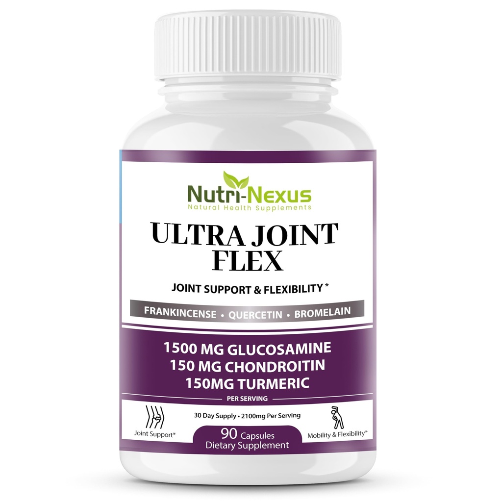 Glucosamine Chondroitin MSM Joint Supplement with Turmeric & Boswellia - Joint Support for Men &amp; Women - Promotes Mobility - Flexibility & Comfort – Joint Health – Made in USA – 90 Capsules