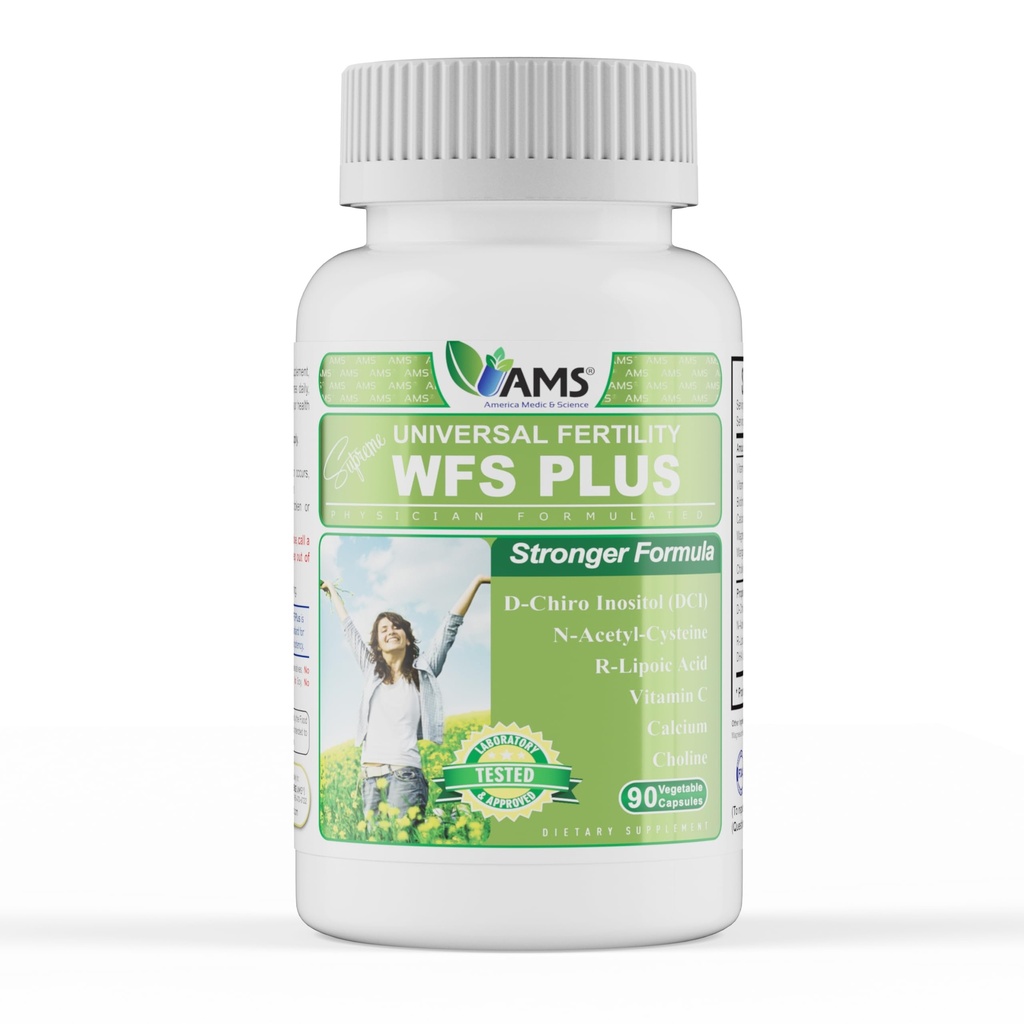 America Medic &amp; Science WFS Plus Fertility Supplements for Women (90 Capsules) Supports Ovulatory Health ← Natural Preconception Vitaminas, Reproductive Aid, with D-Chiro Inositol, DHA Ø15-Day Supply.