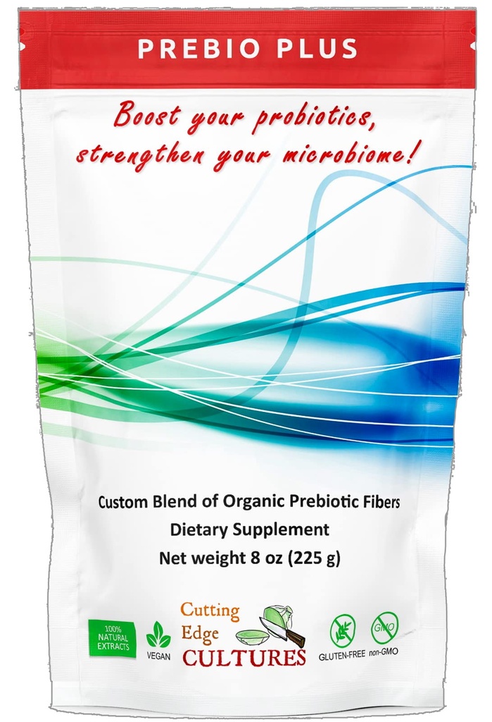 Culturas de borde de corte Prebio Plus Powder de fibra prebiótica Best Custom Blend of Organic Prebiotic Fibers Suplemento dietético 8 oz