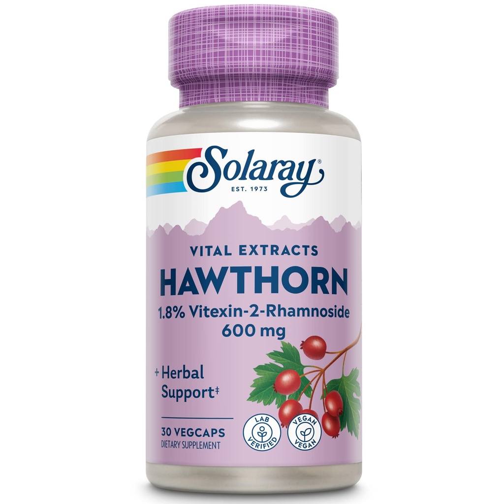 SOLARAY One Daily Hawthorn Extract Supplement, 600mg tención 30 Count