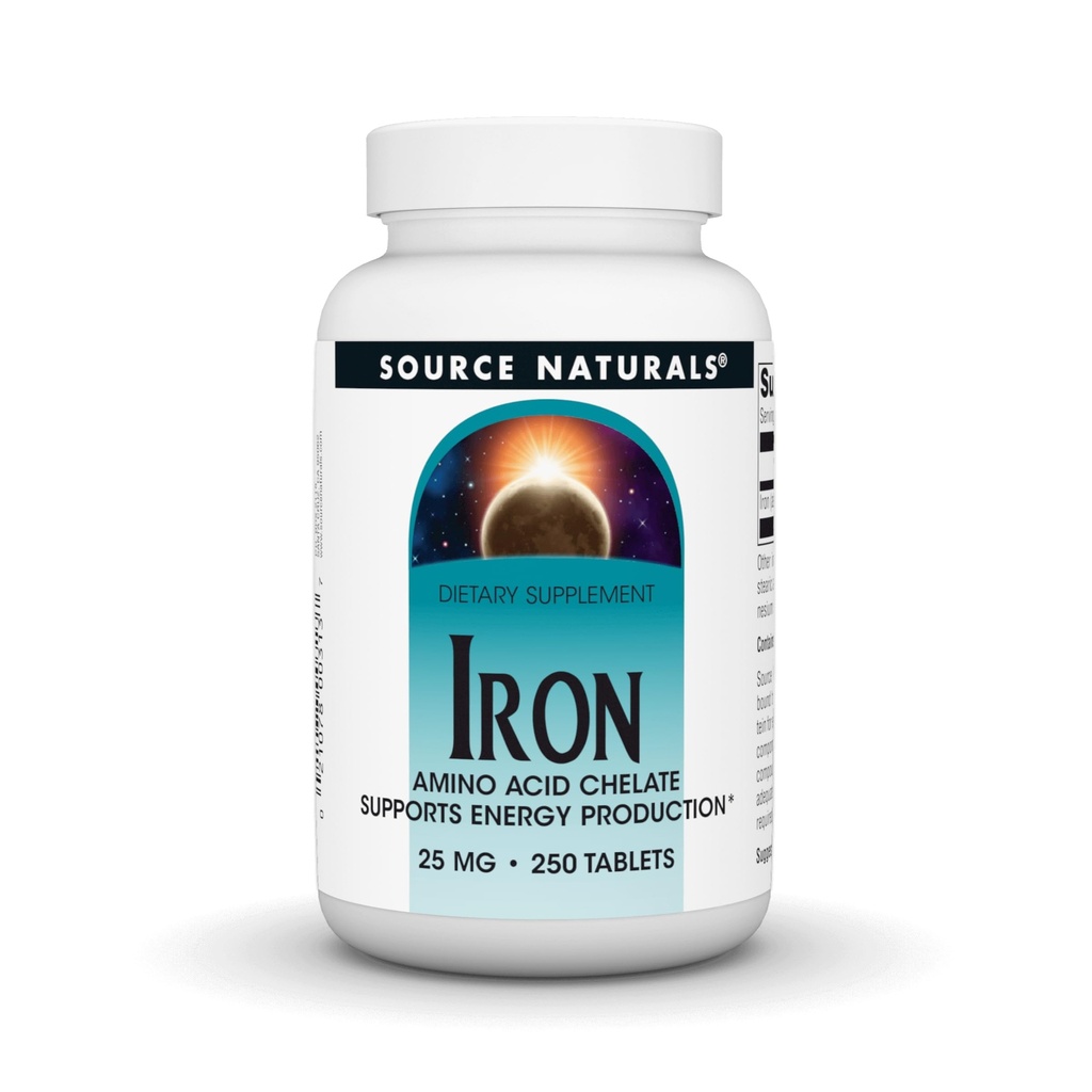 Fuente Natural Iron, Amino Acid Chelate - Suplemento dietético que apoya la producción de energía - 250 Tablets