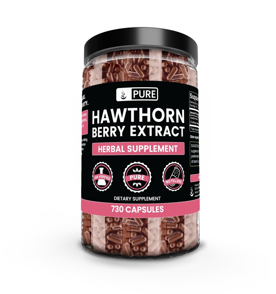Ingredientes originales puros Extracto de Berry Hawthorn (730 capsules) Puro " Natural, No aditivos o explosivos